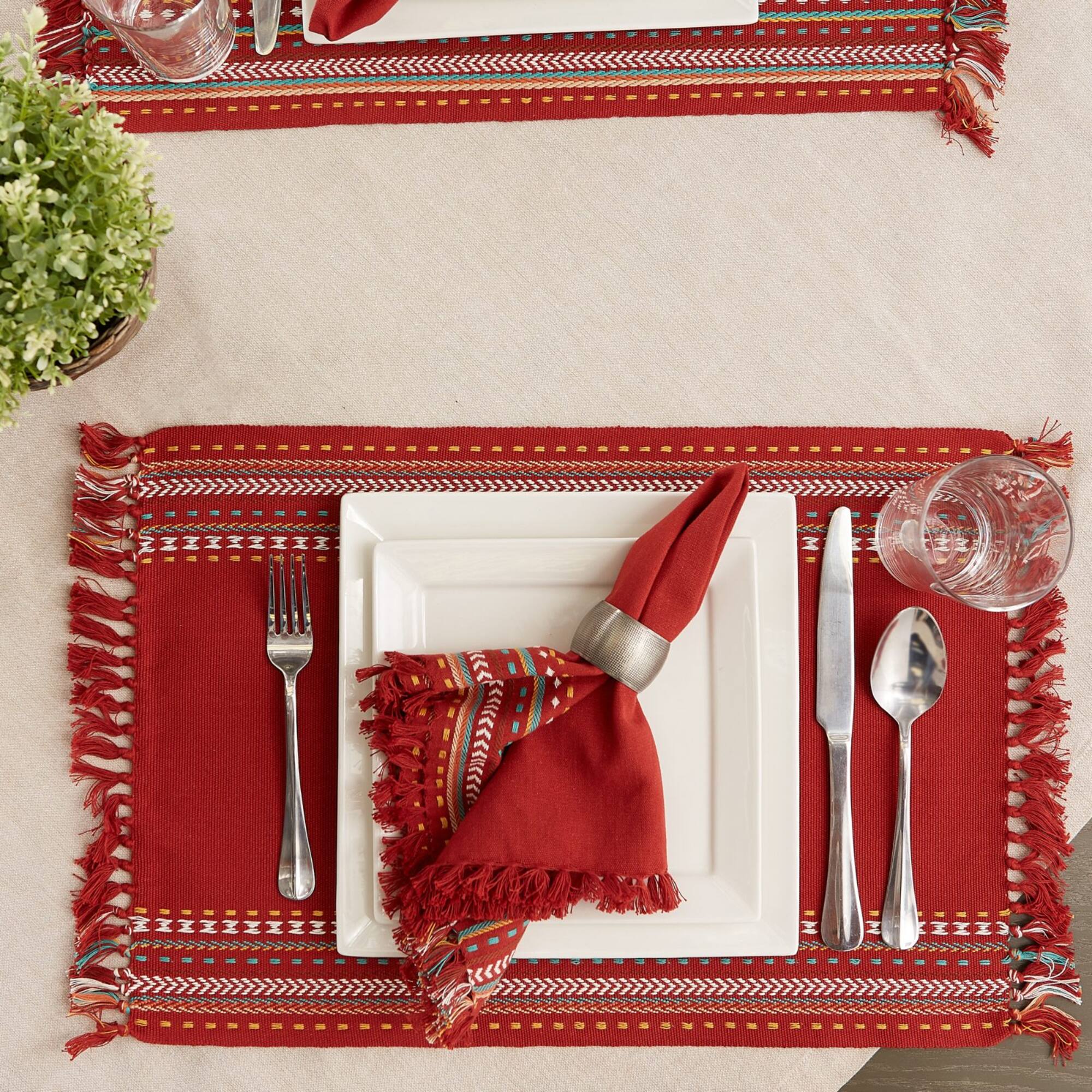 DII® Red Chipotle Hacienda Stripe Kitchen Textiles Set, 6ct.